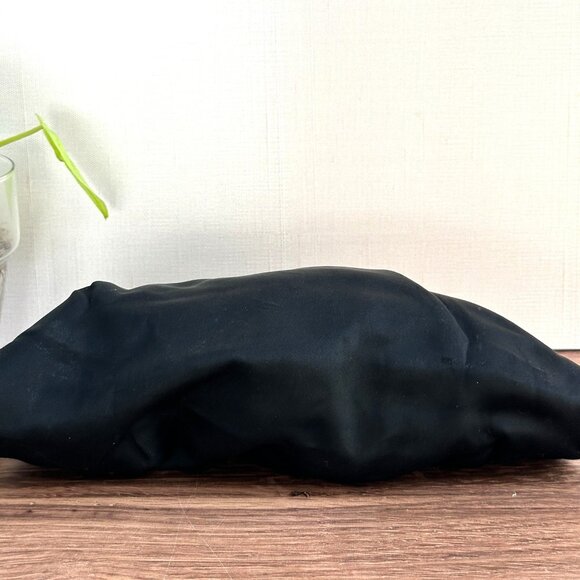 Vintage Black Satin Evening Purse with Gold-Tone Frame & Snap Closure - Picture 5 of 11